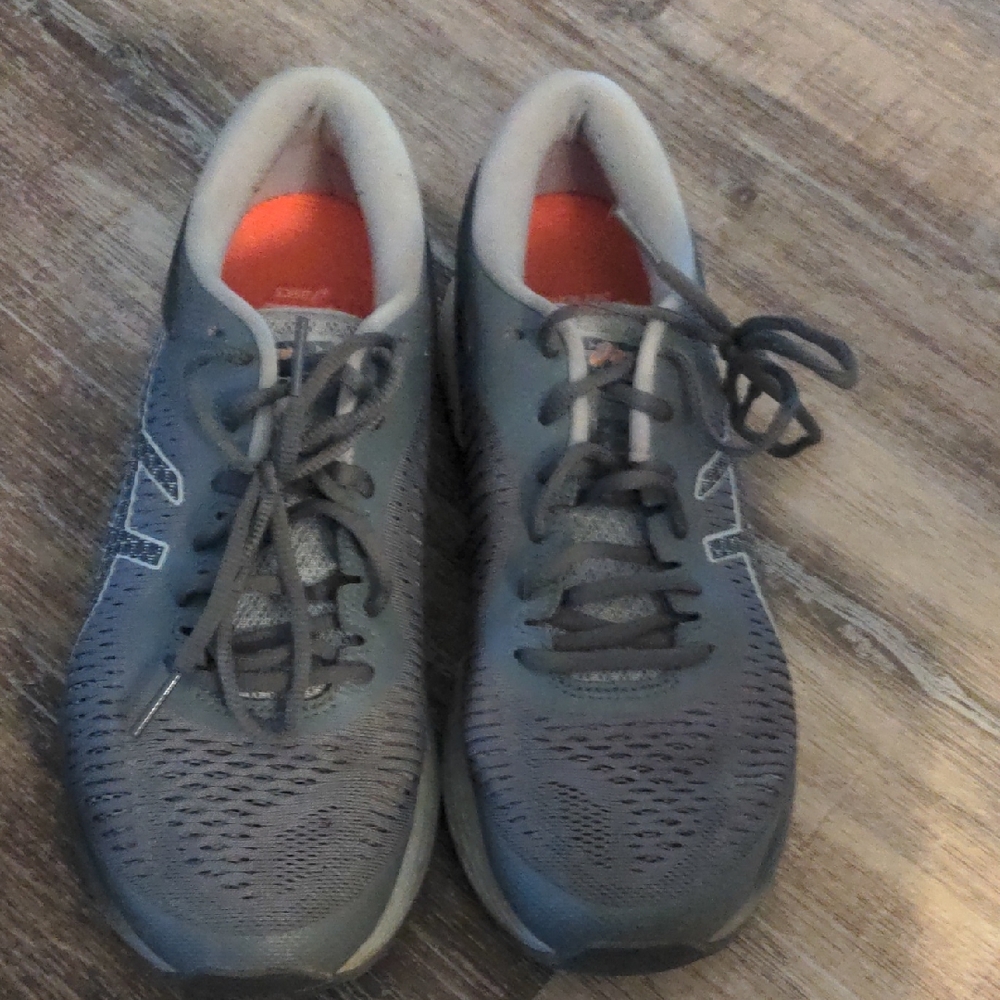 Asics Gel Gray Athletic Sneakers with Orange Accents